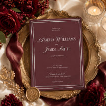 Elegante Cabernet-Burgunder-Minimalist-Hochzeitssu