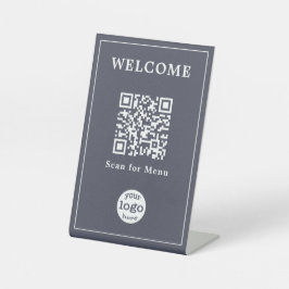 Elegante Cafe Restaurant Menü QR Code Company Logo Sockelschild
