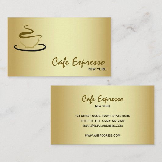 Elegante Café Visitenkarte (Vorne/Hinten)