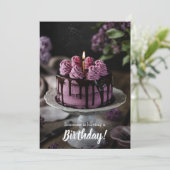 Elegante Cake Birthday Party Einladung (Stehend Vorderseite)