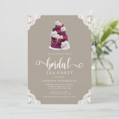 Elegante Cake Bridal Tea Party Einladung (Stehend Vorderseite)