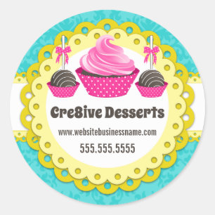 Elegante Cake Pops Cupcake Bäckerei Packaging Sieg Runder Aufkleber