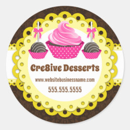 Elegante Cake Pops Cupcake Bäckerei Packaging Sieg Runder Aufkleber