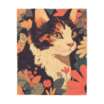 Elegante Calico Katze im Blumengarten