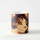 Elegante Calico Katze im Blumengarten Kaffeetasse (Mittel)