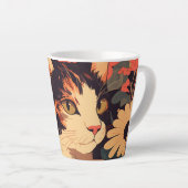 Elegante Calico Katze im Blumengarten Milchtasse (Rechte Ecke)