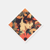 Elegante Calico Katze im Blumengarten Serviette (Ecke)