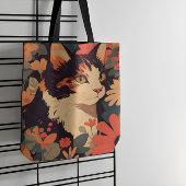 Elegante Calico Katze im Blumengarten Tasche