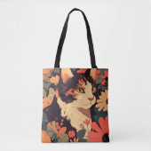 Elegante Calico Katze im Blumengarten Tasche (Vorderseite)