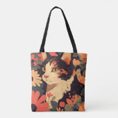 Elegante Calico Katze im Blumengarten Tasche (Rückseite)