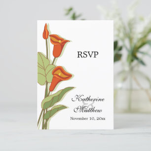 Elegante Calla-Lilie in Orange RSVP-Karten Einladung