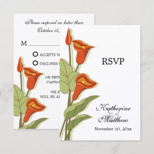 Elegante Calla-Lilie in orangen RSVP-Karten Einladung
