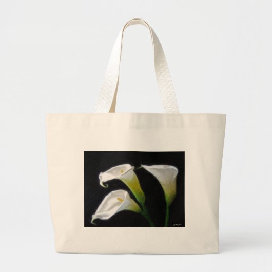 Elegante Calla-Lilien-Blumen 7 Painterly Jumbo Stoffbeutel (Vorne)