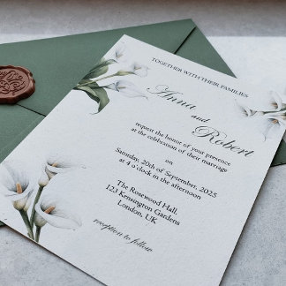 Elegante Calla-Lilien-Einladung – Florales Design Einladung
