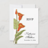 Elegante Calla Lily in Orange RSVP Cards Einladung (Vorderseite)