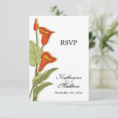 Elegante Calla Lily in Orange RSVP Cards Einladung (Stehend Vorderseite)