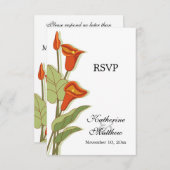 Elegante Calla Lily in Orange RSVP Cards Einladung (Vorne/Hinten)