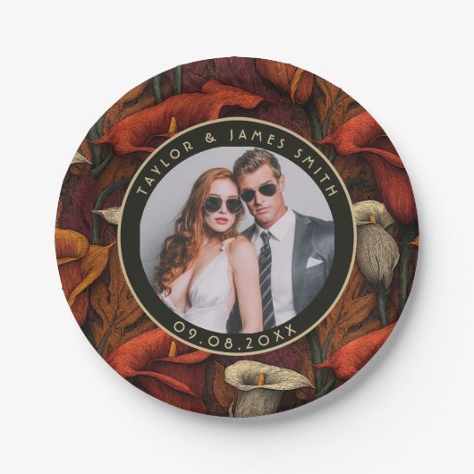 Elegante Calle Lilies Teller zum Brautparty (Vorderseite)