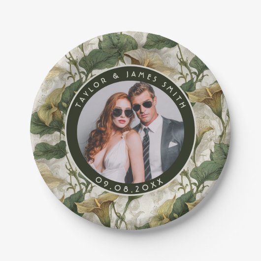 Elegante Calle Lilies Teller zum Polterabend Par (Vorderseite)