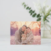 Elegante Calligrafie Frohe Weihnachtsschneeflocken Feiertagspostkarte (Stehend Vorderseite)