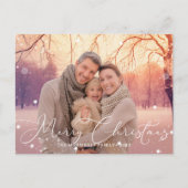 Elegante Calligrafie Frohe Weihnachtsschneeflocken Feiertagspostkarte (Vorderseite)