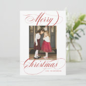 Elegante Calligrafie Weihnachtsfotokarte Feiertagskarte (Stehend Vorderseite)