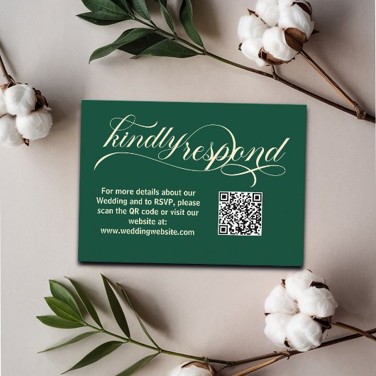 Elegante Calligrafy Aquamarin Wedding QR Code RSVP Begleitkarte