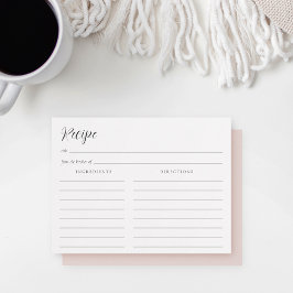 Elegante Calligrafy Brautparty Rezept Card Postkarte