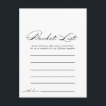 Elegante Calligrafy Bucket List Cards Postkarte<br><div class="desc">Diese eleganten Kalligrafiekarten sind die ideale Ergänzung für einen rustikalen Hochzeitsempfang oder ein Brautparty. Das schlichte und stilvolle Design zeichnet sich durch klassische und extravagante Schrift-Typografie in Schwarz und Weiß aus. Das Schild der Schaufelliste wird separat verkauft.</div>