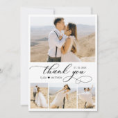 Elegante Calligrafy Classic Foto Collage Wedding Dankeskarte (Vorderseite)