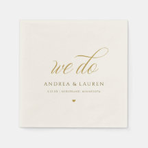 Elegante Calligrafy Cream Gold Wedding