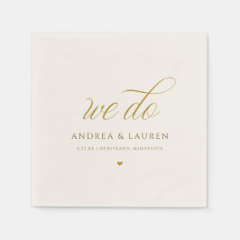 Elegante Calligrafy Cream Gold Wedding Serviette