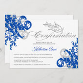 Elegante Calligrafy Cross and Dove Bestätigung Einladung (Vorne/Hinten)