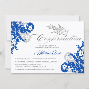 Elegante Calligrafy Cross and Dove Bestätigung Einladung