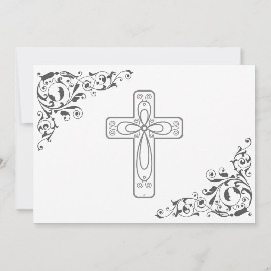 Elegante Calligrafy Cross and Dove Bestätigung Einladung (Rückseite)