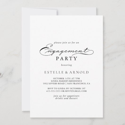Elegante Calligrafy Engagement Party Einladung (Vorderseite)