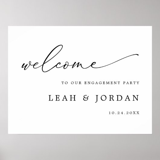 Elegante Calligrafy Engagement Party Willkommen Poster (Vorne)