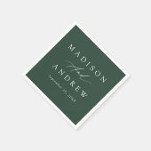 Elegante Calligrafy Forest Green Wedding Serviette (Ecke)