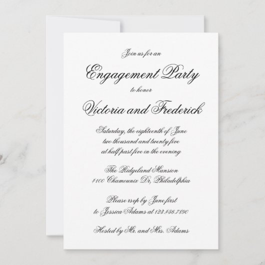 Elegante Calligrafy Formal Engagement Party Einladung (Vorderseite)