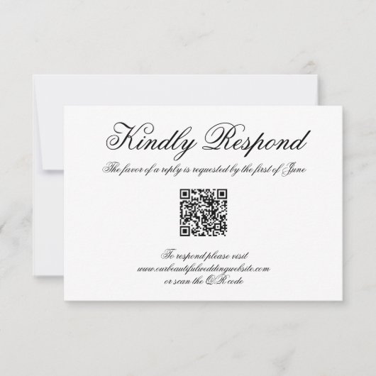 Elegante Calligrafy Formal QR Code Hochzeit RSVP Karte (Vorderseite)