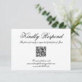 Elegante Calligrafy Formal QR Code Hochzeit RSVP Karte (Stehend Vorderseite)