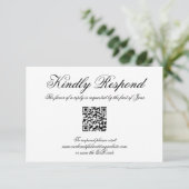 Elegante Calligrafy Formal QR Code Hochzeit RSVP Karte (Stehend Vorderseite)