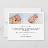 Elegante Calligrafy Foto Geburtskarte Dankeskarte (Rückseite)