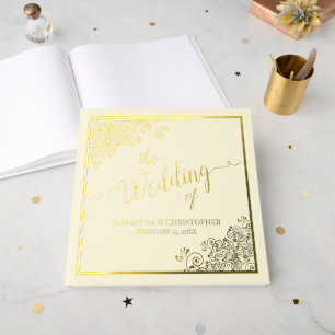 Elegante Calligrafy Gold Festival Gästebuch