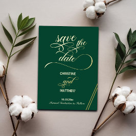 Elegante Calligrafy Gold Lines Save the Date Aquam Folieneinladung