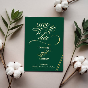Elegante Calligrafy Gold Lines Save the Date Aquam Folieneinladung