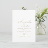 Elegante Calligrafy Gold Wedding rettet das Datum Save The Date (Stehend Vorderseite)