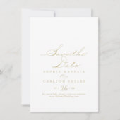 Elegante Calligrafy Gold Wedding rettet das Datum Save The Date (Vorderseite)