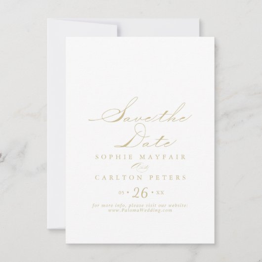 Elegante Calligrafy Gold Wedding rettet das Datum Save The Date (Vorderseite)