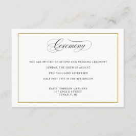 Elegante Calligrafy Gold Zeremonie Anleitungen Begleitkarte